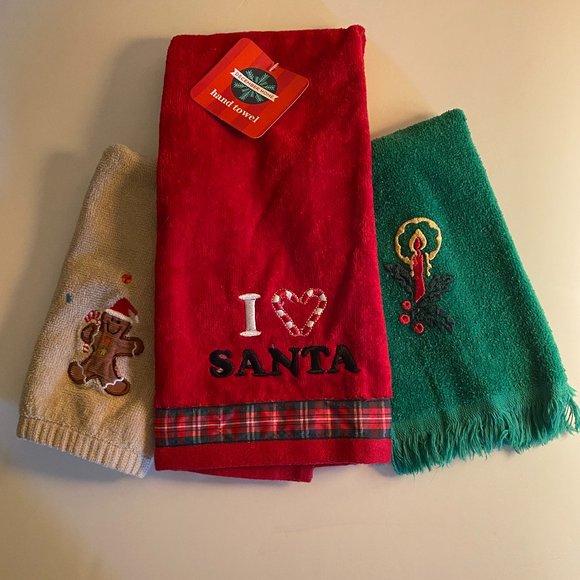 Christmas winter Santa candle gingerbread Hand and fingertip towels. - Picture 1 of 1